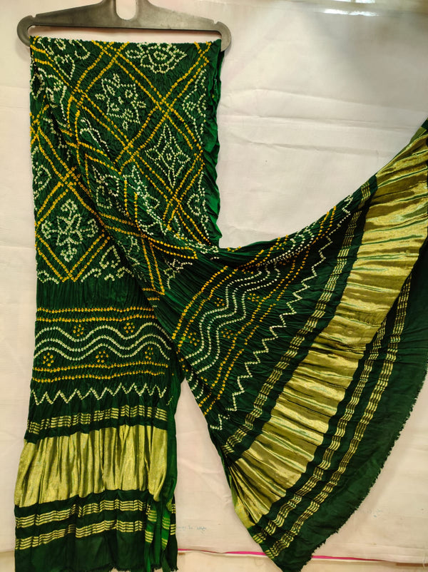 Bavan Bagh Modal Silk Hand Made Bandhani Dupatta with Silk Tissue Pallu