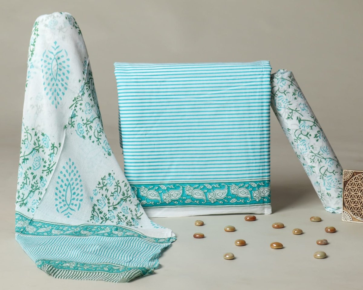 PREMIUM HAND BLOCK PRINTED COTTON SUIT WITH COTTON DUPATTA main image 1