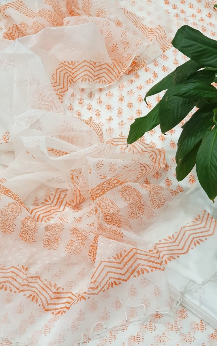 Leheriya Designer Suit Printed in Cotton Kota Doria With Dupatta main image 1
