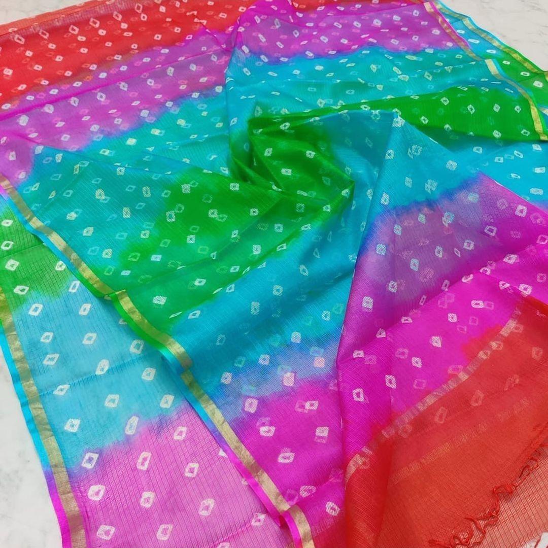 Pink - Kota Doria Silk Cotton Kashida Embroidery Dupatta 61 main image 0