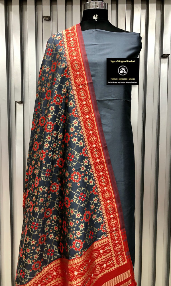 Banarasi Silk Premium Quality Plain Salwar Suit with Patola Woven Dupatta