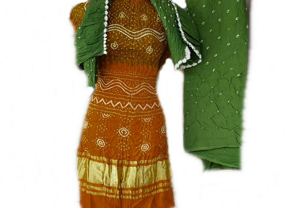 Pure Gaji Silk Bandhej Salwar Suit