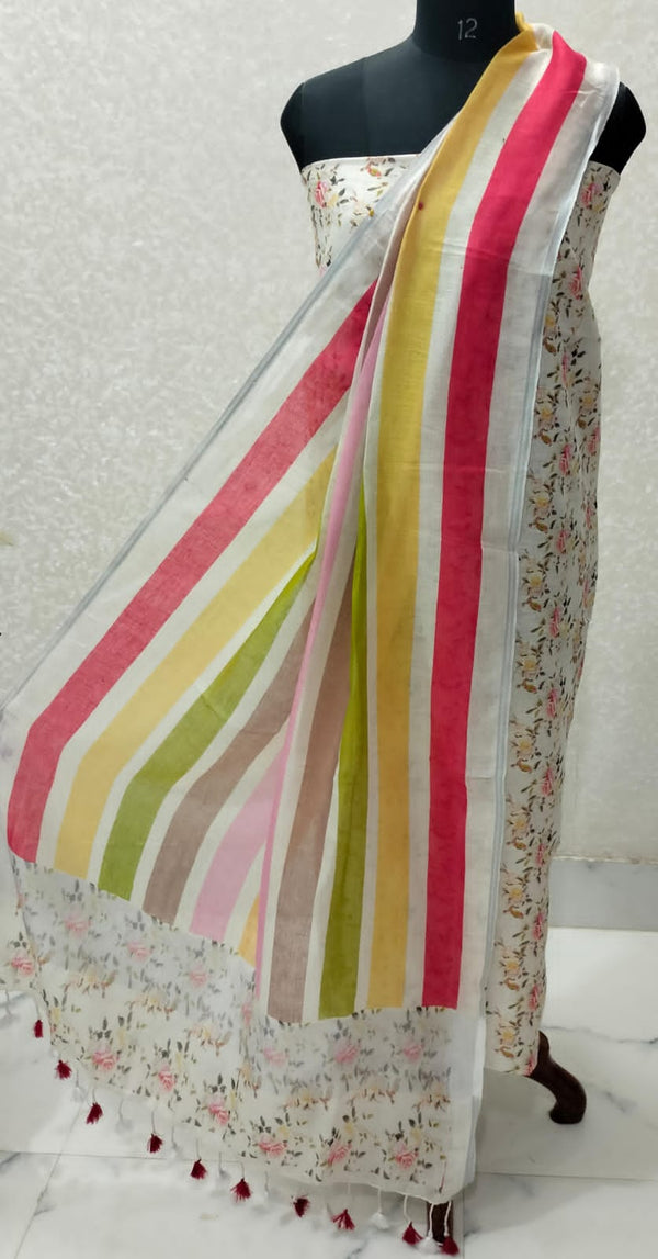 Pure Linen 3 pc Digital Print Salwar Suit
