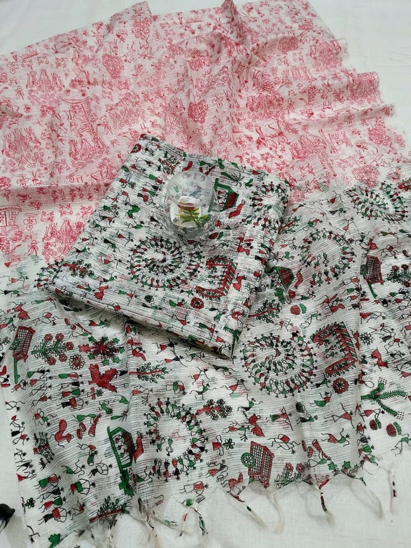 2 pc Kota Doria Cotton Madhubani Salwar Suits - Leheriya