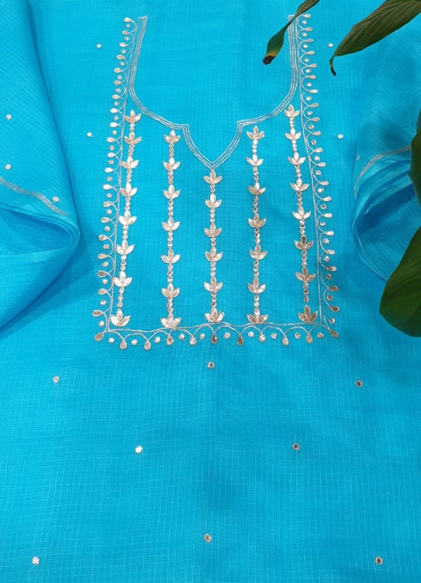 2 pc Kota Doria Hand Work Gota Patti Salwar Suits - Leheriya