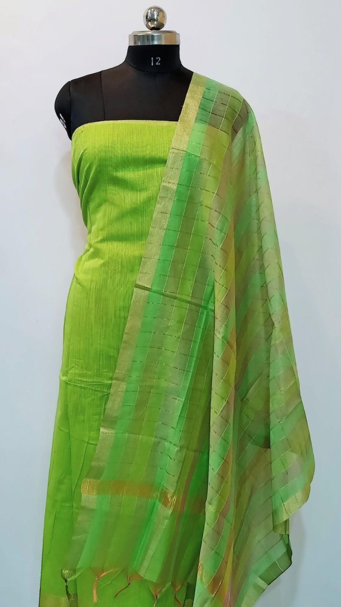 2 pc Mercerised Chanderi Silk Salwar Suit - Leheriya