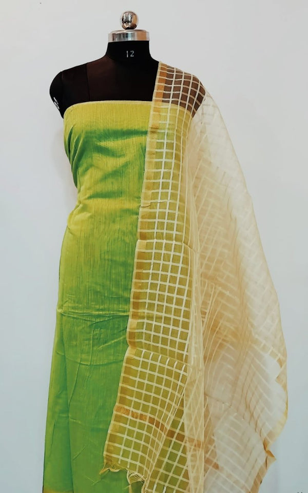 2 pc Mercerised Chanderi Silk Salwar Suit - Leheriya