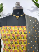 3 Pc Ajrakh Print Pure Cotton Salwar Suit with Bandhani Cotton Dupatta - Leheriya