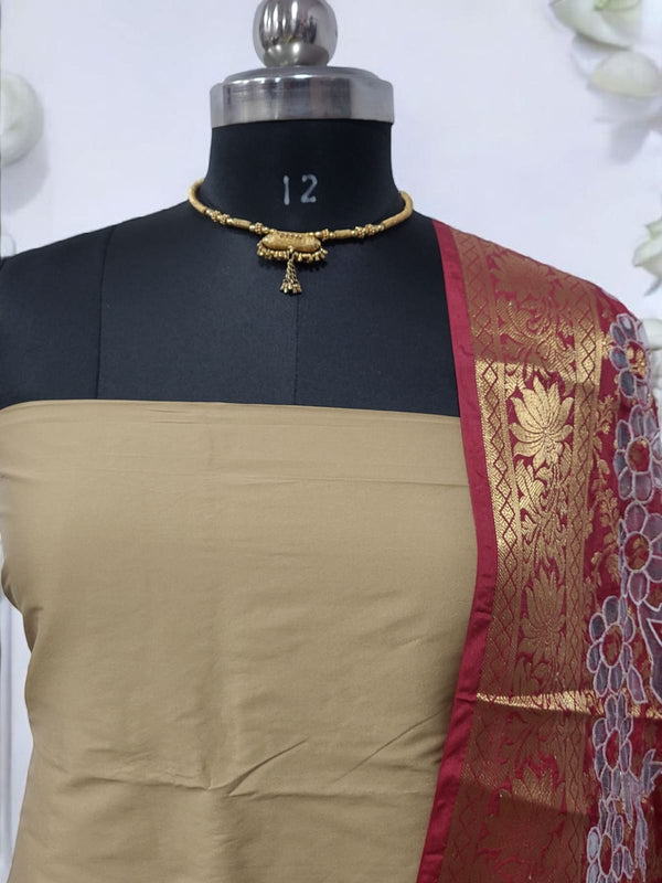 3 pc Banarasi Unstitched Salwar Suit - Leheriya