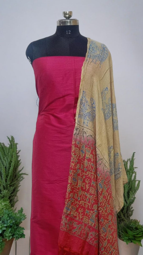 3 pc Banarasi Unstitched Salwar Suit - Leheriya