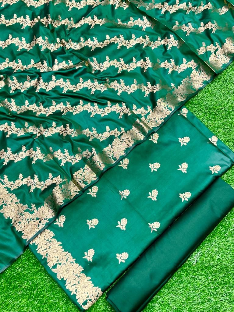 3 pc Banarasi Unstitched Salwar Suit - Leheriya