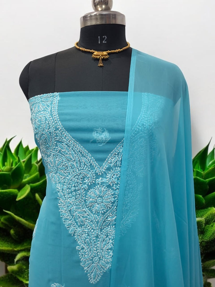 sachin and babi light blue dress Green Green Georgette Embroidered Dress Material at Best Price in Pune