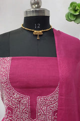 3 pc Lucknow Chikankari Hand Embroidery Pure Cotton Unstitched Salwar Suit - Leheriya
