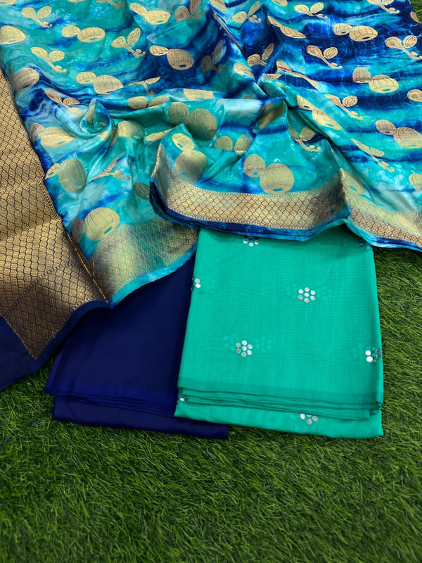 Banarasi Silk Unstitched Suit With Banarasi Dupatta