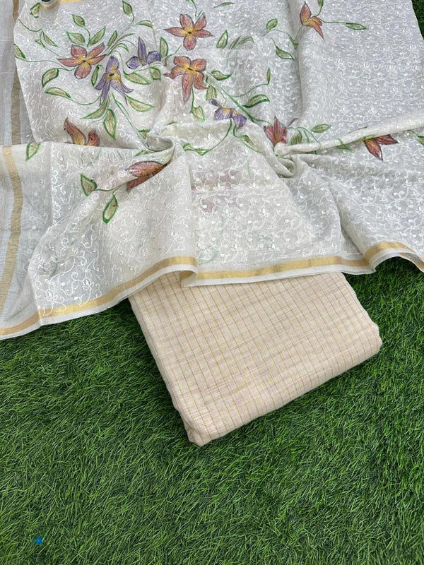 Banarasi Silk Unstitched Suit With Banarasi Dupatta