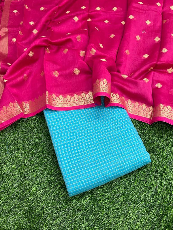 Banarasi Silk Unstitched Suit With Banarasi Dupatta