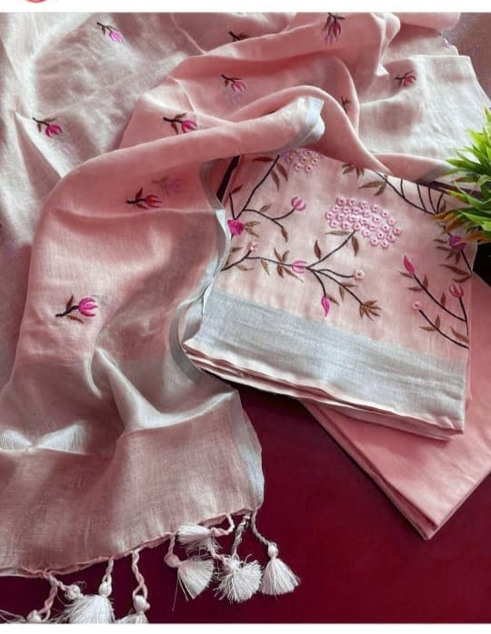 Premium Soft Linen Salwar Suit with Resham Embroidery