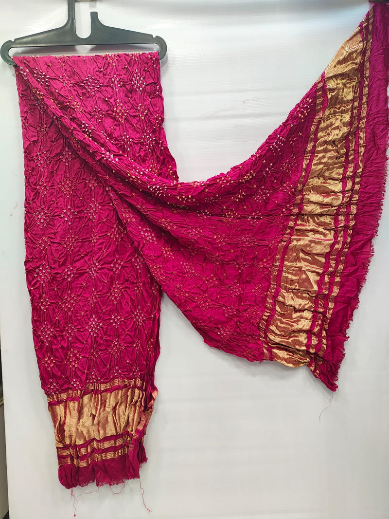Modal Silk Hand Made Bandhani Dupatta with Silk Tissue Pallu