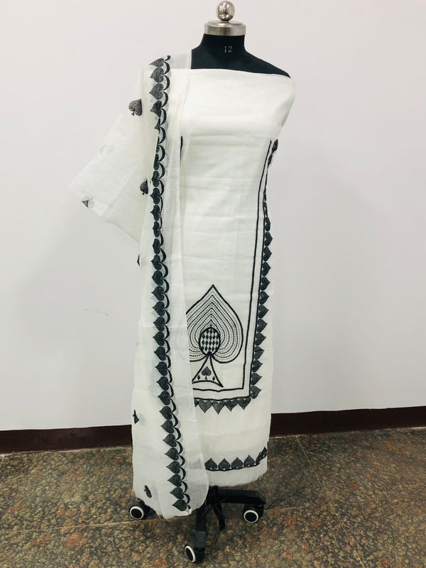 Kota Doria  Unstitched Salwar Suit  | Moon White |
