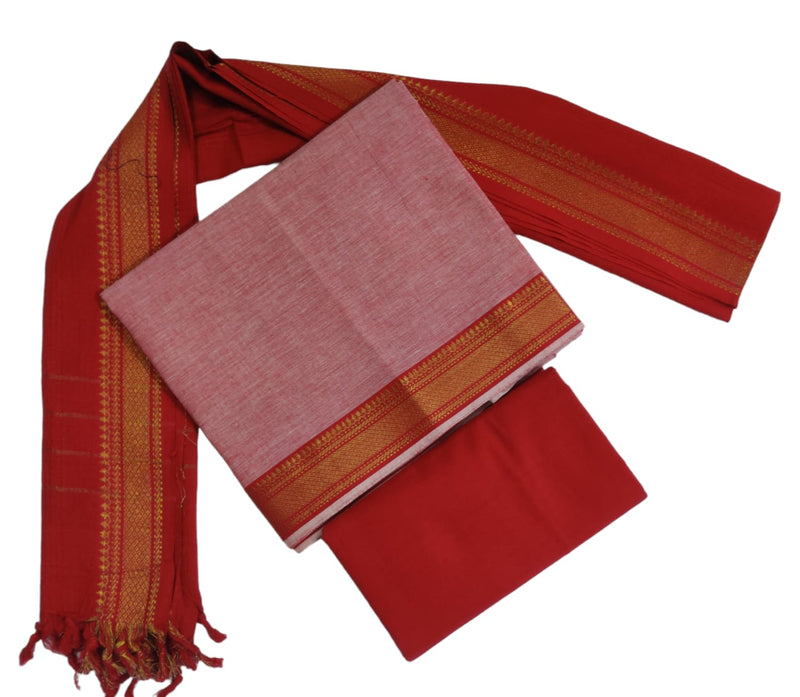 South Cotton Mangalgiri Salwar Suit with Nizam Border