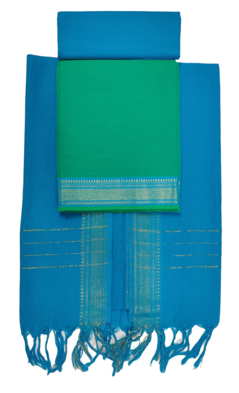 South Cotton Mangalgiri Salwar Suit with Nizam Border | Color|