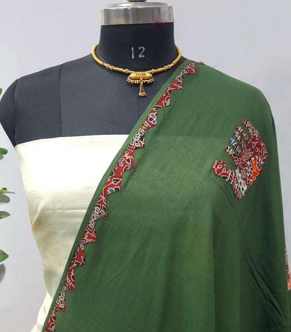 Pure Tussar Silk 2 pc Salwar Suit with Patch Work Dupatta