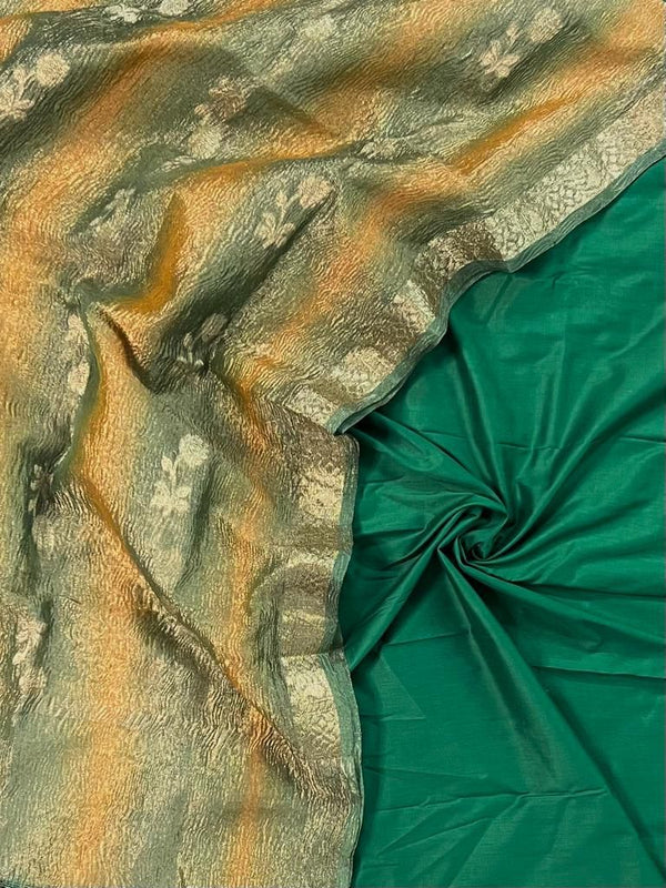 Banarasi Silk Salwar Suit with Tissue Crush Multi Dye Dupatta
