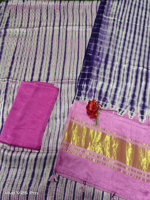 Modal Silk Tie & Dye 3 pc Salwar Suit with Tussles
