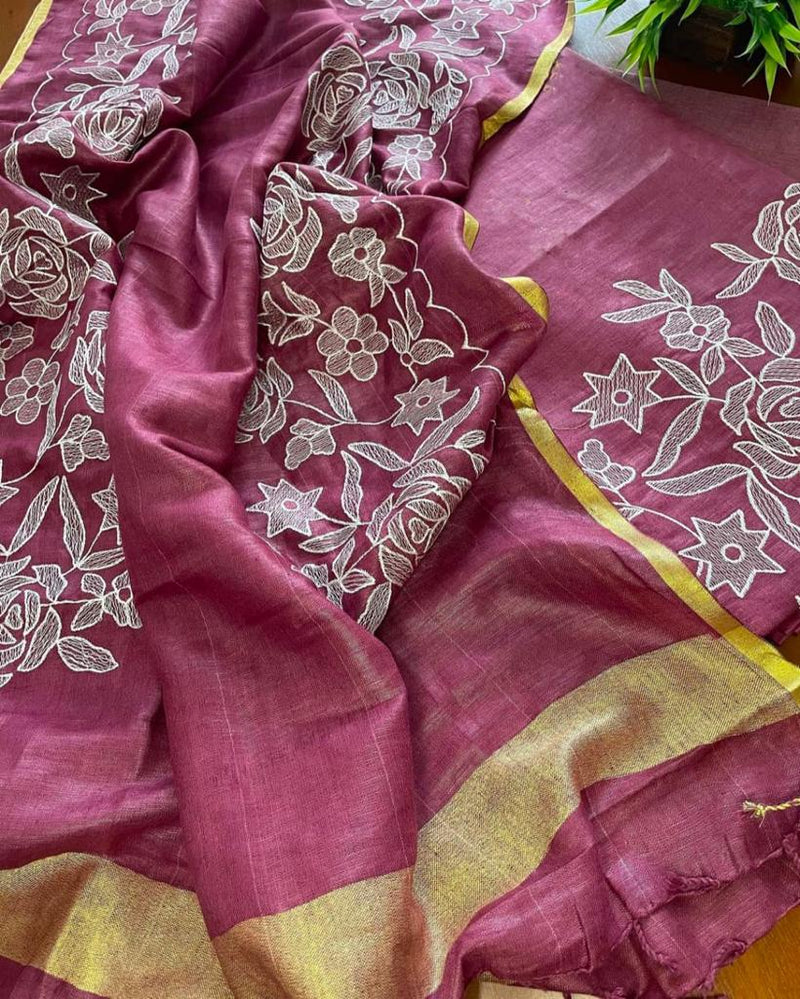 Cotton Slub Salwar Suit with Resham Embroidery