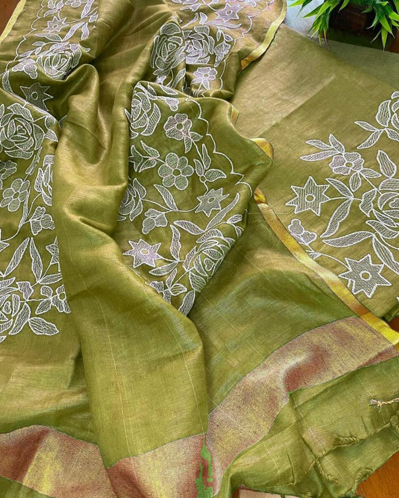 Cotton Slub Salwar Suit with Resham Embroidery