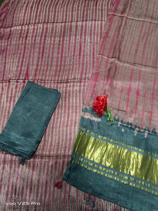 Modal Silk Tie & Dye 3 pc Salwar Suit with Tussles
