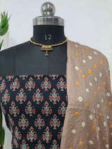 Ajrakh Print Pure Cotton Salwar Suit with Bandhani Cotton Dupatta - Leheriya