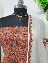 Ajrakh Print Pure Cotton Salwar Suit with Patch Work Dupatta - Leheriya