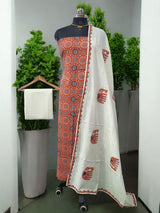 Ajrakh Print Pure Cotton Salwar Suit with Patch Work Dupatta - Leheriya