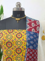 Ajrakh Print Pure Cotton Salwar Suit with Patch Work Dupatta - Leheriya