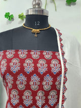 Ajrakh Print Pure Cotton Salwar Suit with Patch Work Dupatta - Leheriya