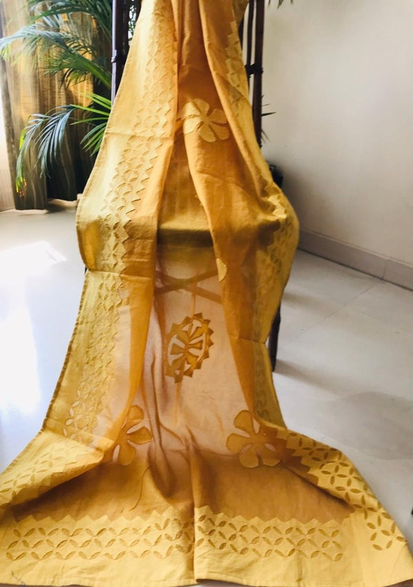 Applique Work Pure Cotton Dupatta - Leheriya