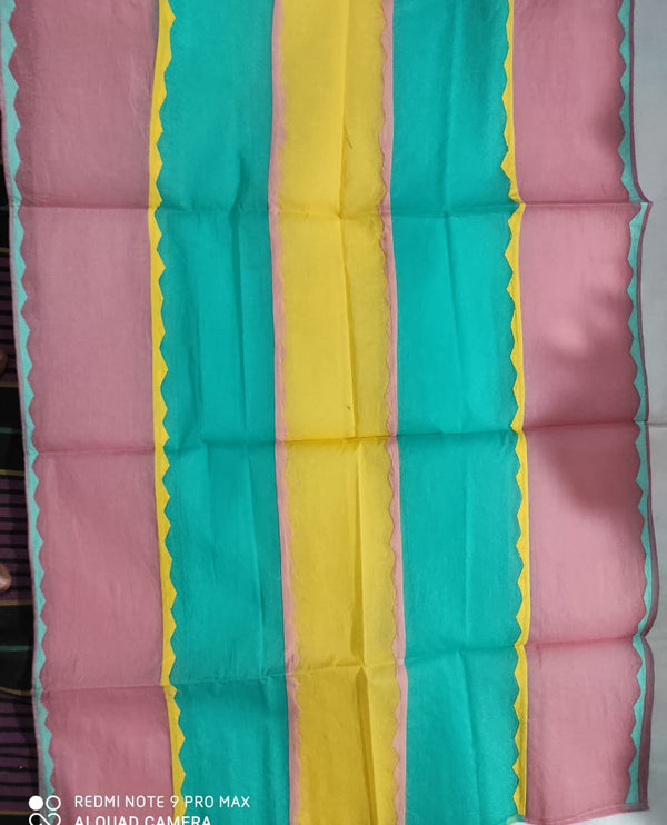 Applique Work Pure Organdy Cotton Dupatta - Leheriya