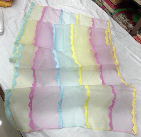 Applique Work Pure Organdy Cotton Dupatta - Leheriya
