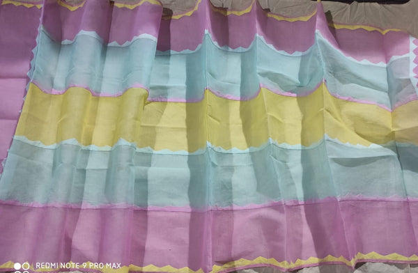 Applique Work Pure Organdy Cotton Dupatta - Leheriya