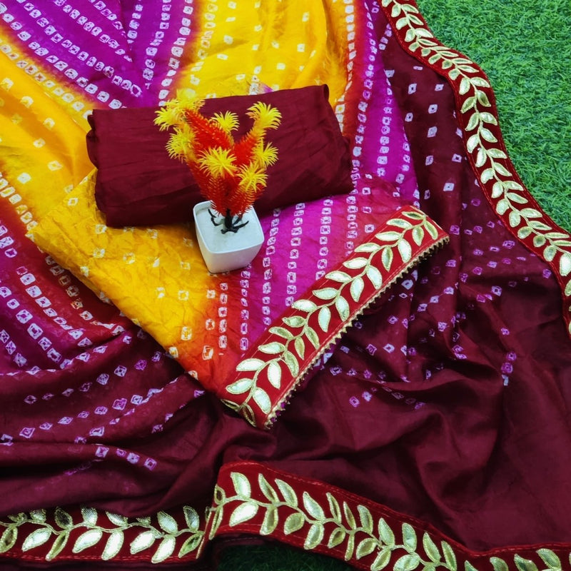 Art Silk Bandhani Salwar Suit - Leheriya