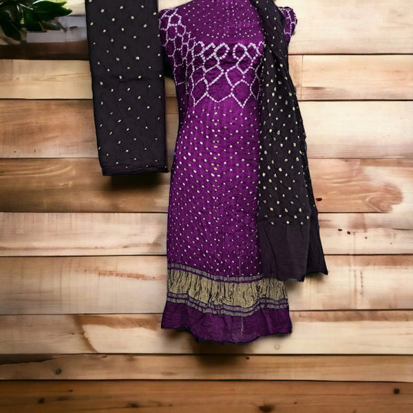 Bandhani Modal Silk 3pc Salwar Suit Material