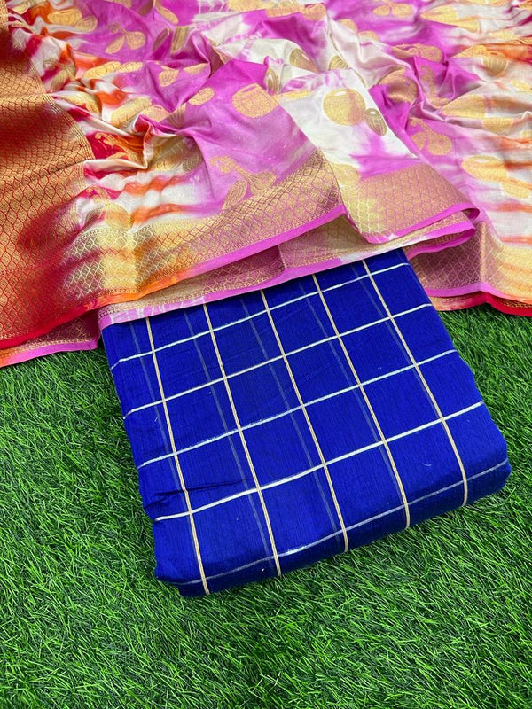 Banarasi Salwar Suit with Printed Silk Dupatta | Royal Blue |
