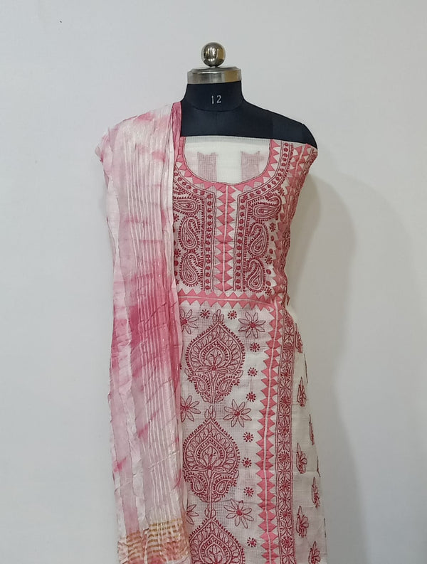 Pure Kota Doria Cotton Chikankari and Applique Handwork Work Salwar Suit