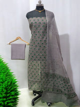 Bagru Pure Cotton Hand Block Printed Kota Doria Unstitched Salwar Suit - Leheriya