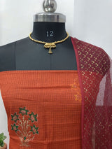 Bagru Pure Cotton Hand Block Printed Kota Doria Unstitched Salwar Suit - Leheriya