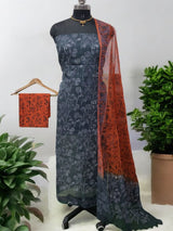 Bagru Pure Cotton Hand Block Printed Kota Doria Unstitched Salwar Suit - Leheriya