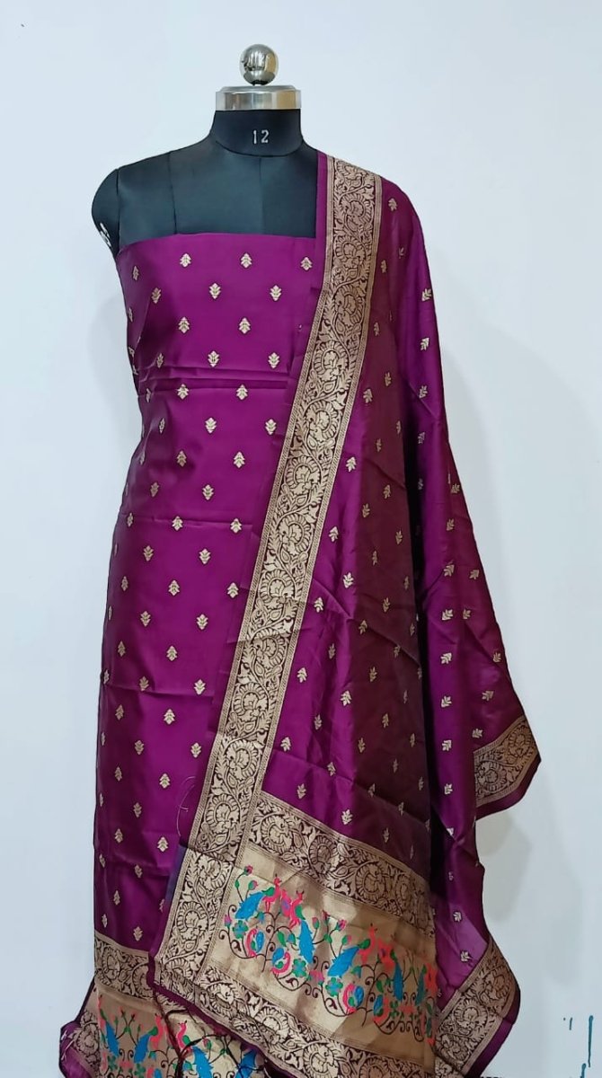 Banarasi 2 pc Paithani Salwar Suit - Leheriya