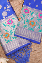 Banarasi 3 pc Paithani Unstitched Salwar Suit - Leheriya