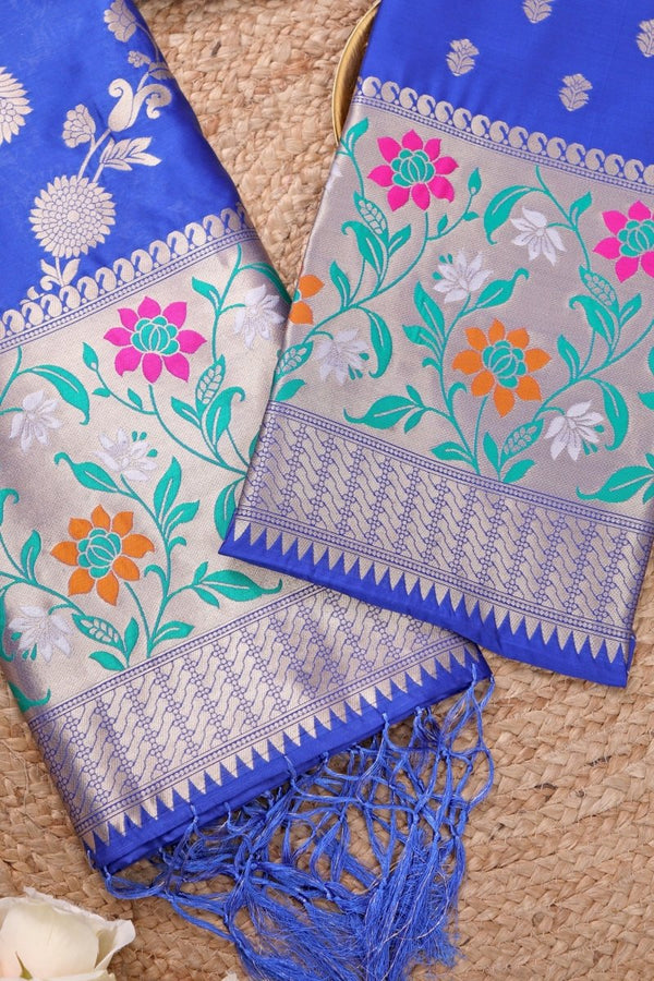 Banarasi 3 pc Paithani Unstitched Salwar Suit - Leheriya